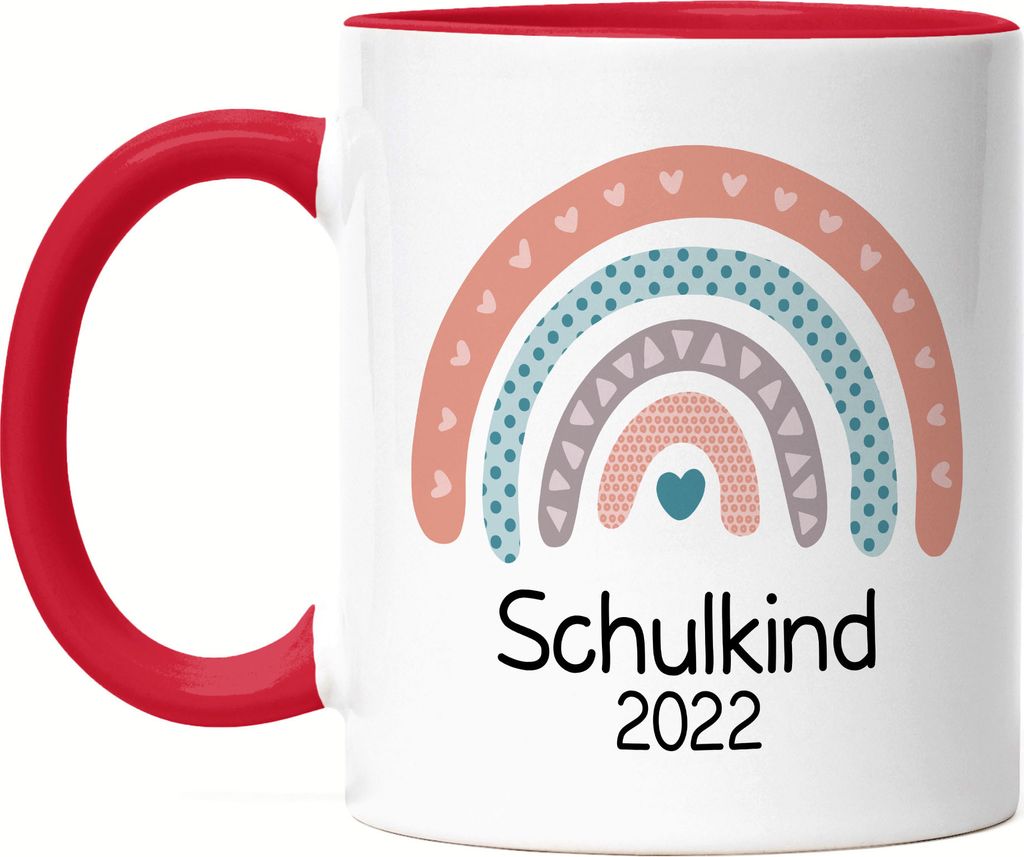Schulkind 2022 Tasse Rot Einschulungsgeschenk Grundschule 1. Klasse Schulstart Rosa Mädchen Motiv