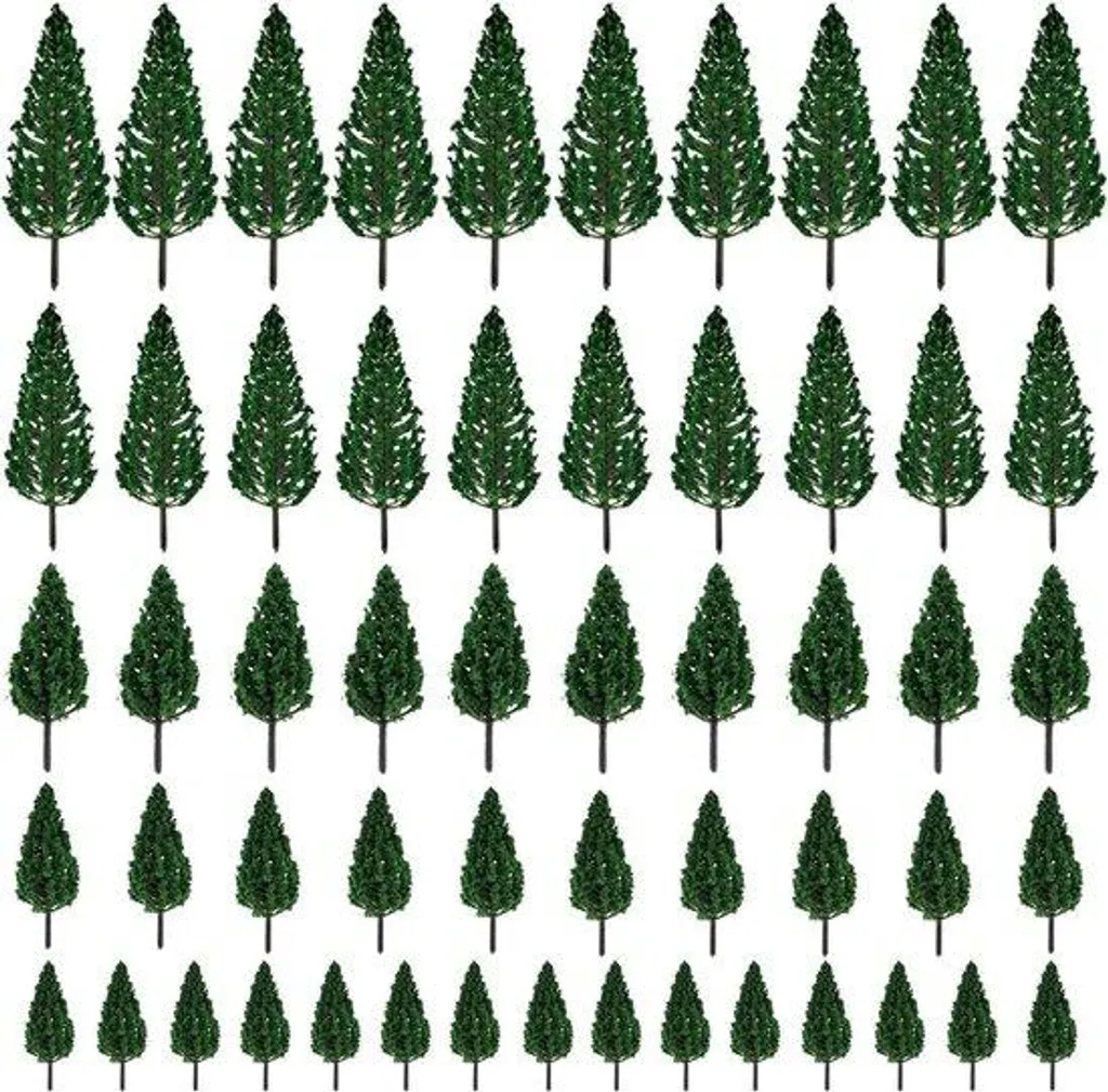 Arbres miniatures en plastique multi-couleurs pour décors de 35-75 mm