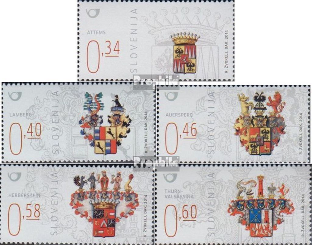 Briefmarken Slowenien 2014 Mi 1077-1081 (kompl.Ausg.) postfrisch Adelswappen