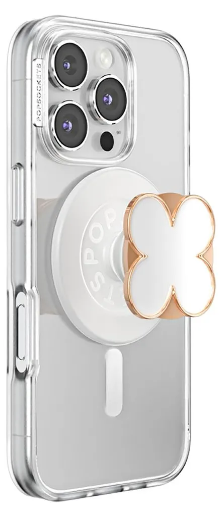 PopSockets PopGrip Premium Enamel Clover - Support de téléphone or rose