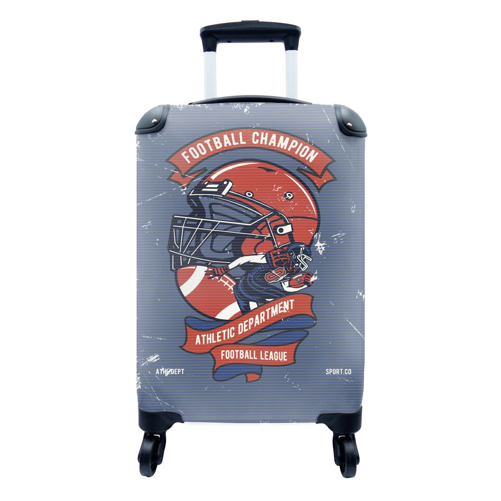 MuchoWow Koffer Handgepäck Trolley Rollkoffer Kleine Reisekoffer mit 4 Rollen - Rugby - Mensch - Retro - Zitat - Cabin Size < 55x40x23 cm & 55x4...