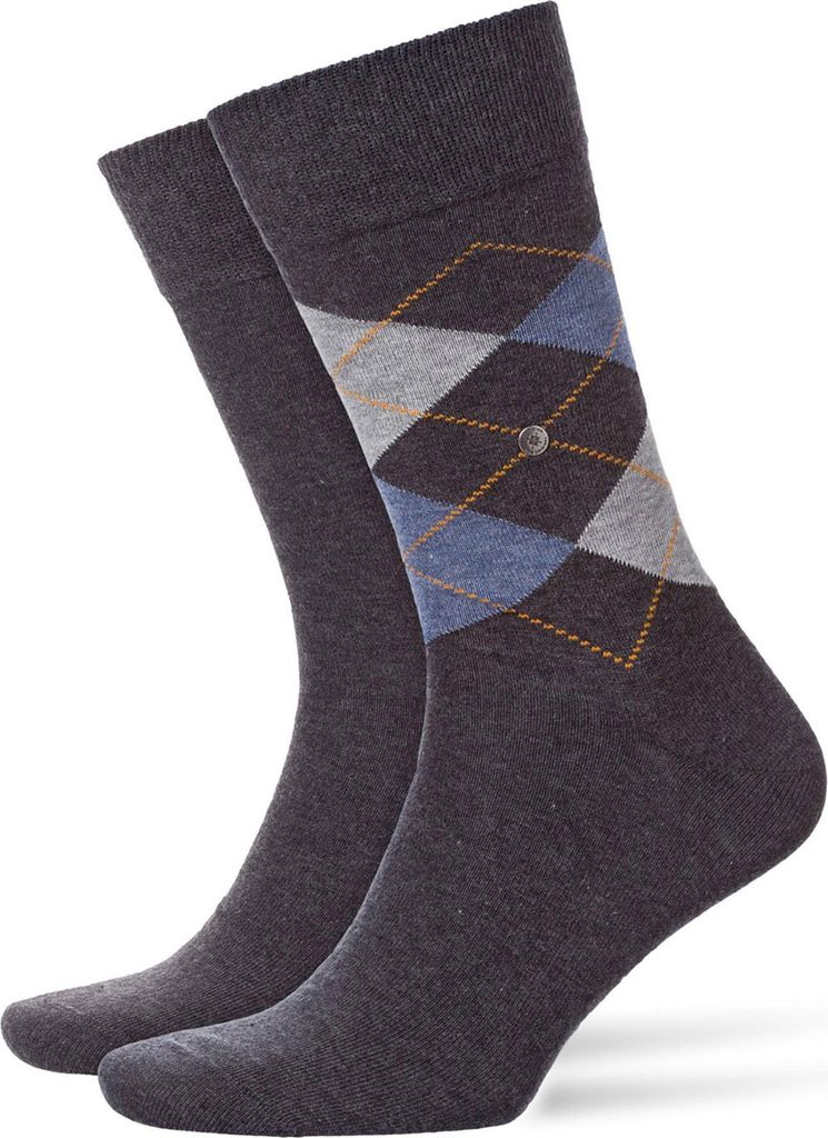 Burlington Herren Socken Everyday 2er Pack - Rautenmuster, Uni, Onesize, 40-46 Dunkelgrau