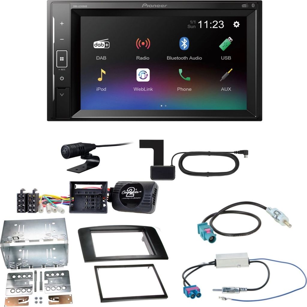 Pioneer DMH-A240DAB USB Bluetooth MP3 DAB+ Einbauset für Mercedes ML W164