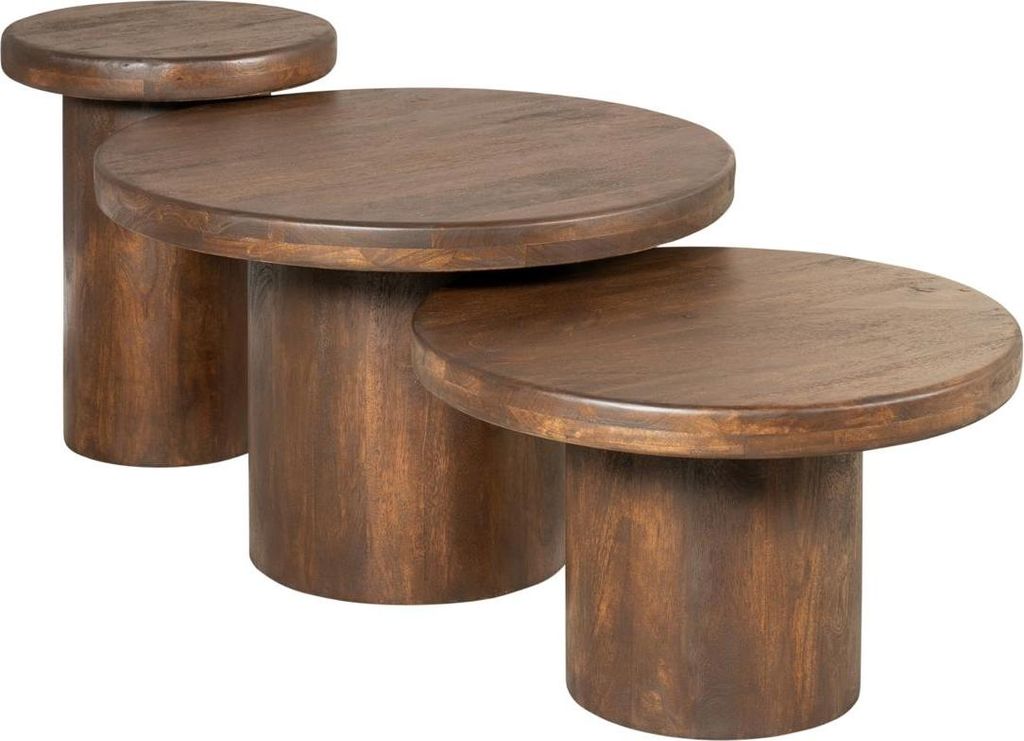 Inka Mangoholz Braun 3er-Set, Masse:Durchmesser 70 cm + 60 cm + 40 cm
