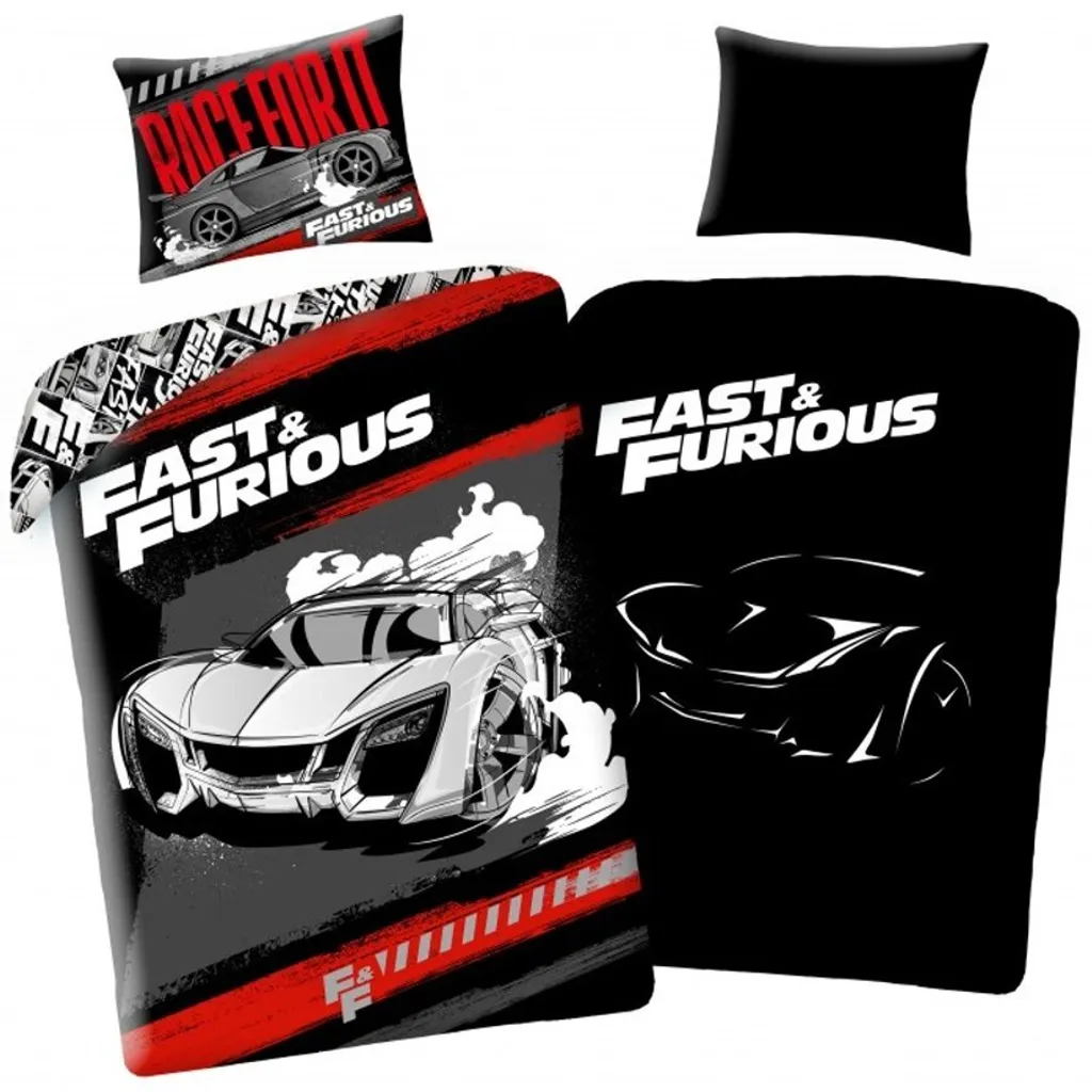 Parure de lit Fast and Furious 140x200 rouge et noir FF-7643BL Halantex