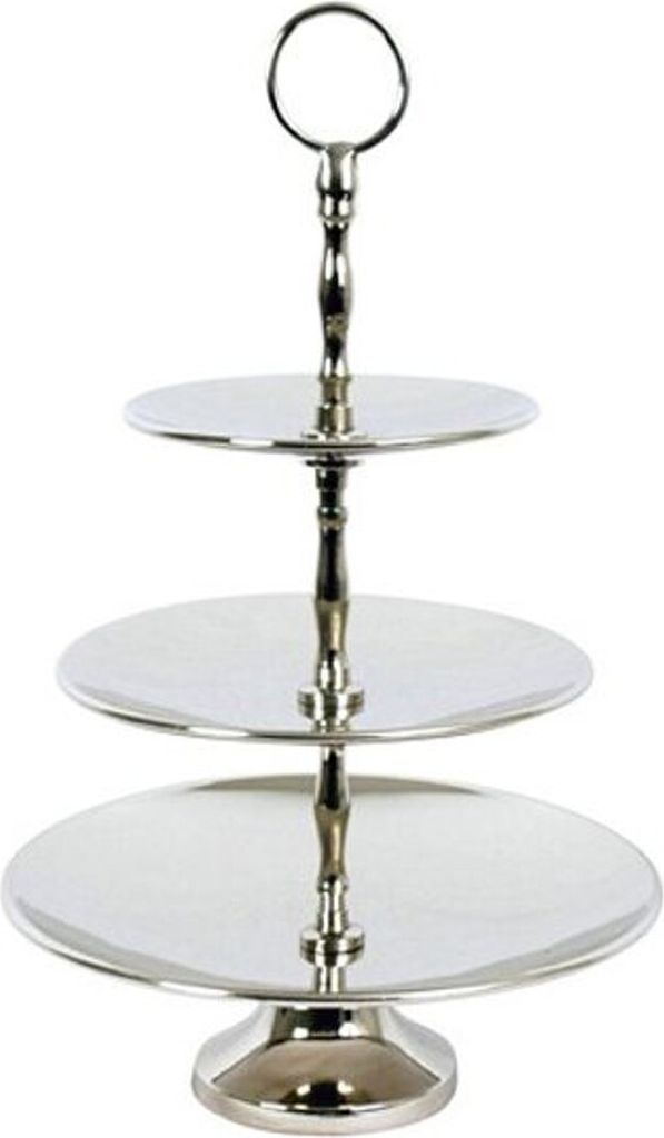 Designer Shine Etagere 3-Stufig aus poliertem Aluminium Durchmesser 30,5 cm, Höhe 40,5 - Servierschale - Deko Schale