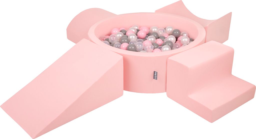 KiddyMoon Spielplatz Aus Schaumstoff Mit 200 Bälle ∅7cm Hindernisläufen Version 5 Rund Bällebad Mit Bunten Bällen Für Babys Und Kinder