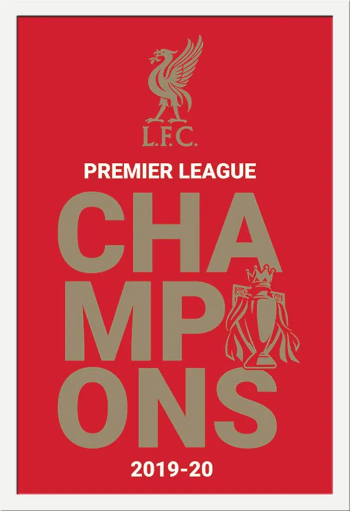 Poster Liverpool Champions 2019/20 - Cadre Blanc Shinsuke Anti-Reflet