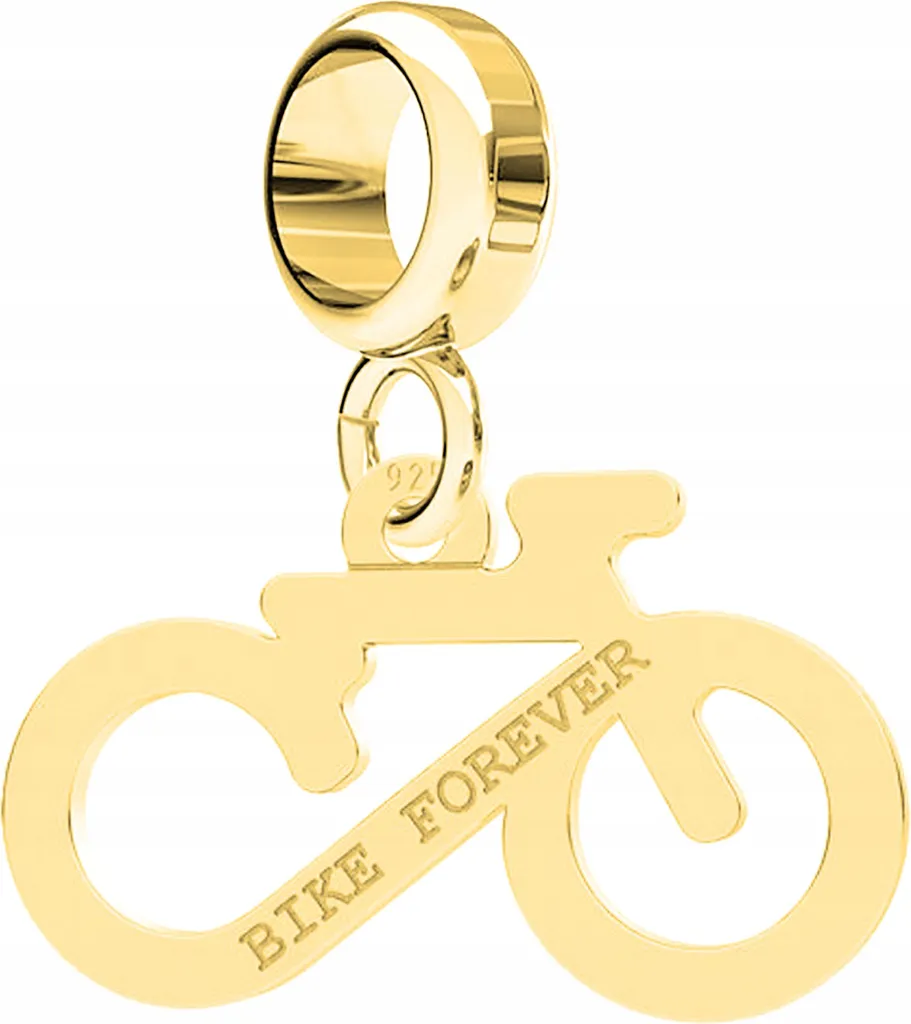 Ciondolo Bici Oro e Argento 925 Incisione Bike Forever - Gioiello Ciclista