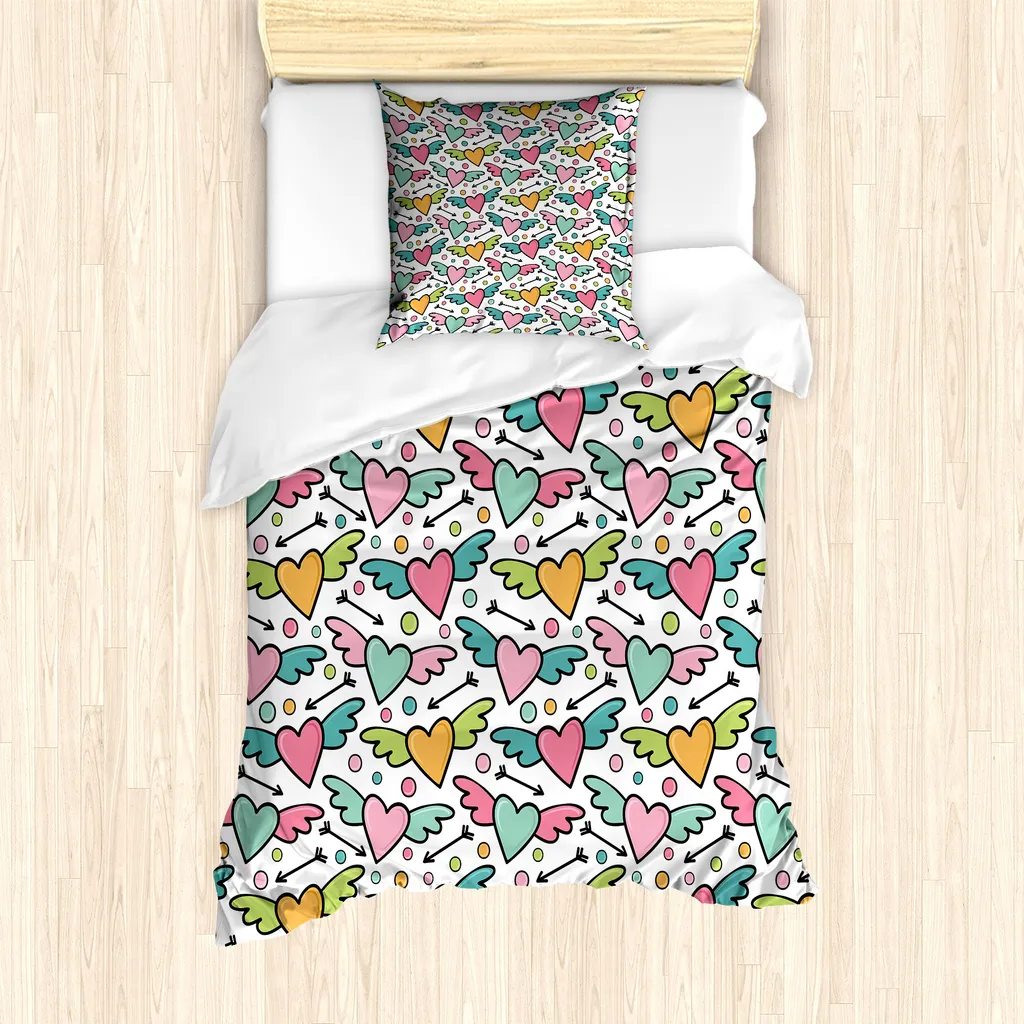 Set Copripiumino ABAKUHAUS Cuore con Ali 135x200 cm - Morbidezza Premium