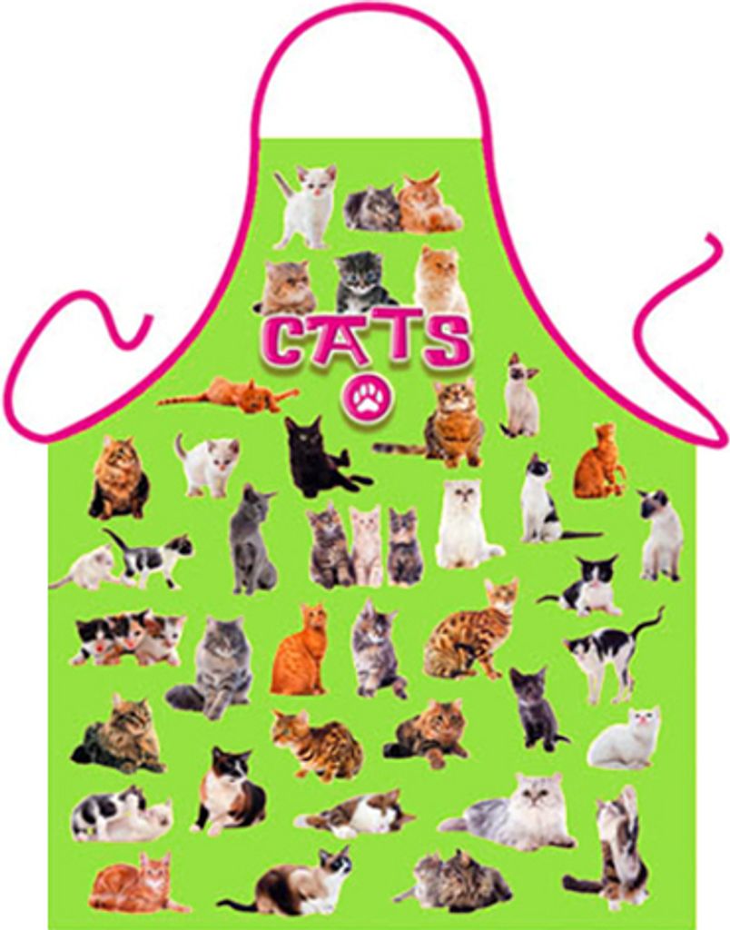 Grüne Schürze mit Katzen