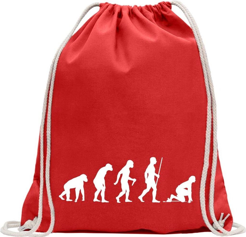 Kiwistar - Turnbeutel - rot - Sprint Laufen Evolution - Fun Rucksack Sport Beutel Gymsack Baumwolle mit Ziehgurt