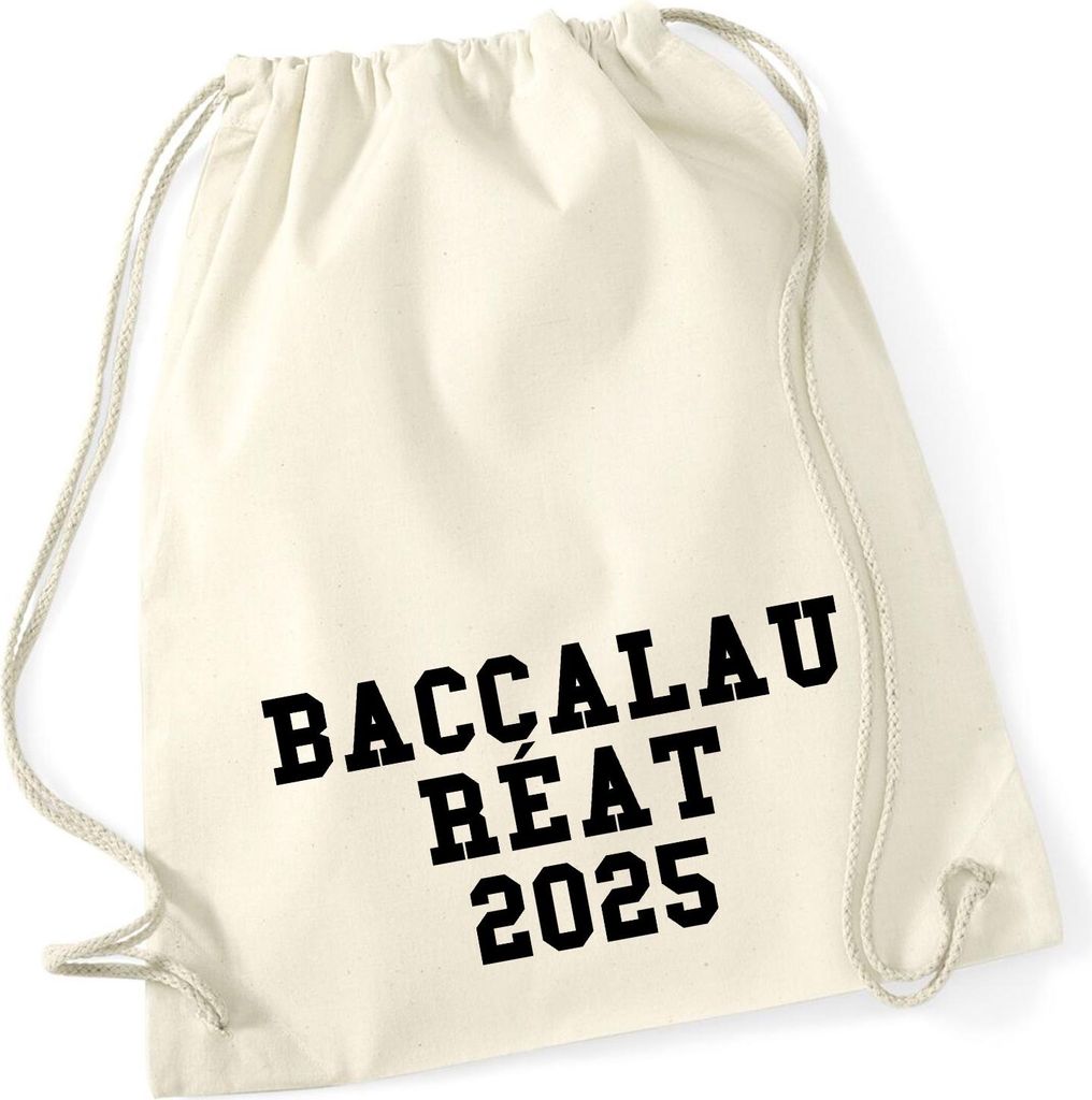 Huuraa Turnbeutel Baccalauréat 2025 Abschluss Frankreich 12 Liter Natural Baumwolle Rucksack Geschenkidee