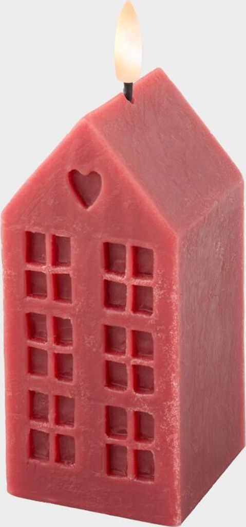 HOMLA WARM WHITE LED Kerze Haus rot, innen 6x6x15 cm