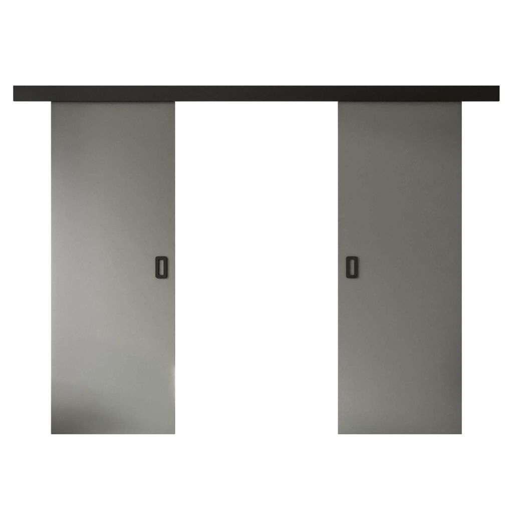Schiebetüren WAYATT DUO mit Griff, Graphit, Soft-Close-System, 192 cm