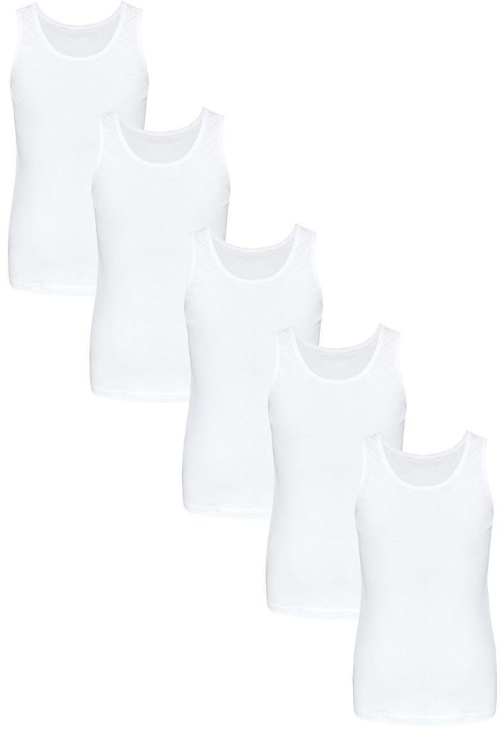 TupTam Mädchen Baumwolle Unterhemd 5er Pack Tank Top Ärmellos Kinder, Farbe: Weiß, Größe: 146-152