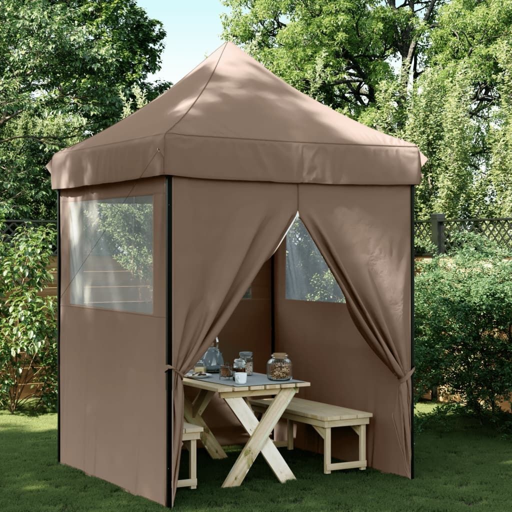Maison Exclusive - Partyzelt Faltbar Pop-Up mit 4 Seitenteilen Braun