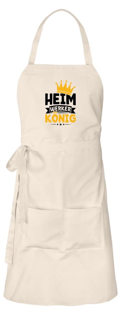 Huuraa Schürze Heimwerker König Natur mit Taschen Baumwolle Kochschürze Geschenkidee