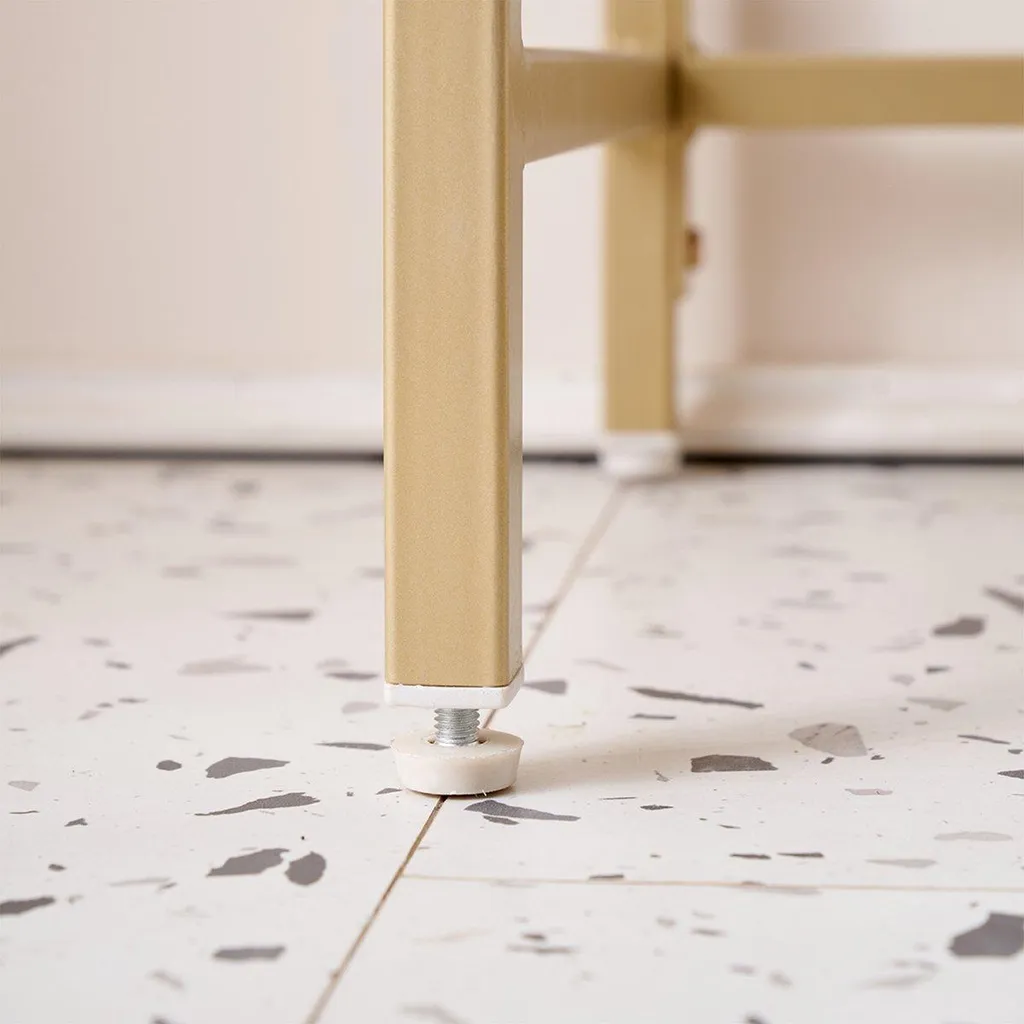 Table Console Gain de Place Dorée & Verre - Happyment 2 Niveaux