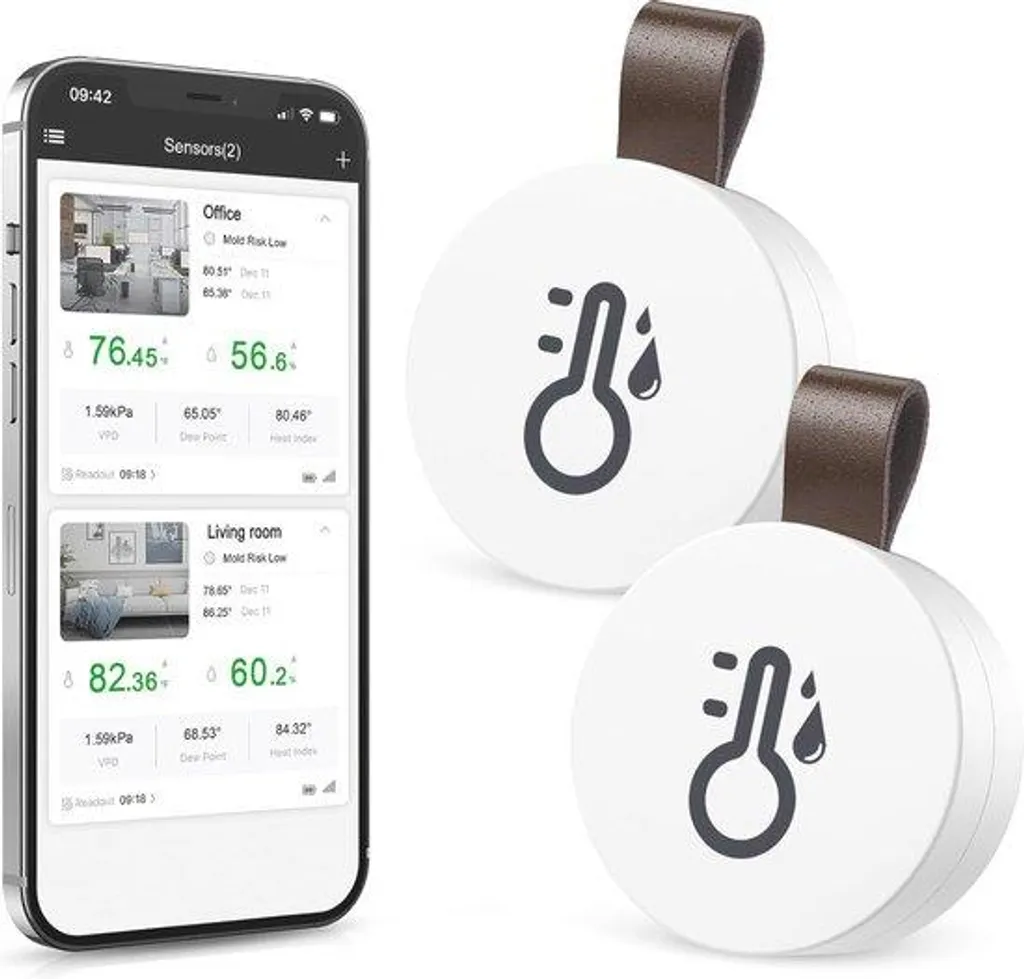 Thermomètre Intérieur Sans Fil Bluetooth avec Écran LCD - Lot de 2 Unités