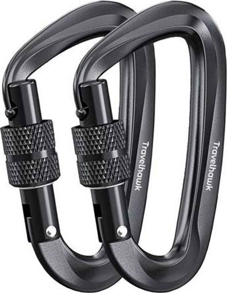 Travelhawk Karabijnhaak Aluminium Zwart – Schroefsluiting