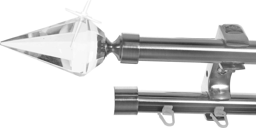 Rohr+Innenlauf Gardinenstange Ø20mm Edelstahl Look 2-läufig Deckenträger D60 RI