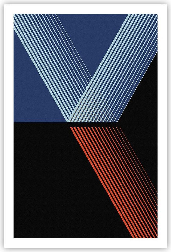 Poster - Poster ohne Rahmen - Abstraktion Schwarz Blau - 61x91,5 cm - Wand Bild - Wanddeko - Wandbilder - Kunstposter - Wandposter - Bilder - Kunst...