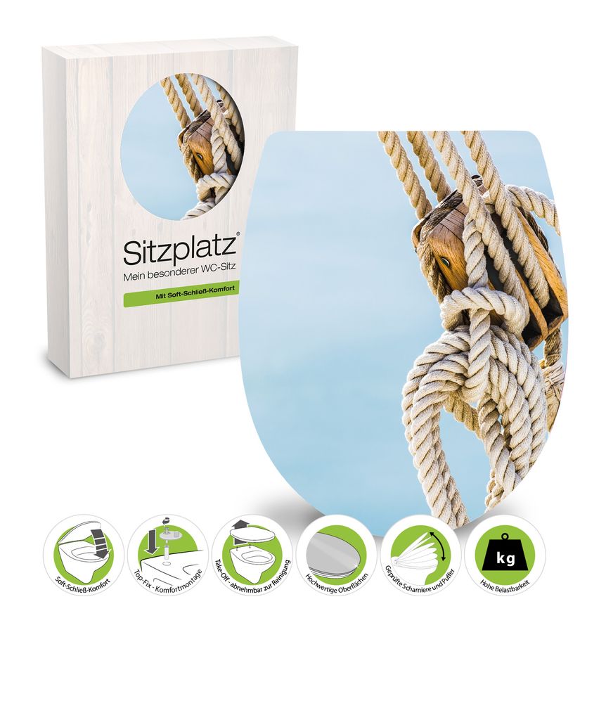 Sitzplatz® WC-Sitz mit Absenkautomatik, Nachbildung Leinen Produktbild 