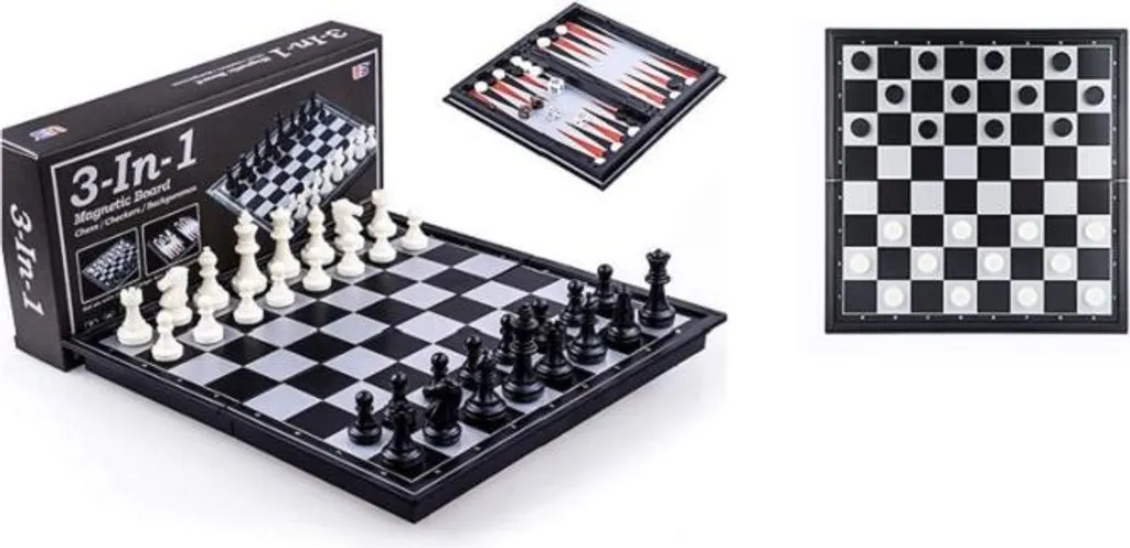 Jeu d'Échecs Magnétique 3W1 31,5x31,5 cm Wkgra-7 17905 en Plastique