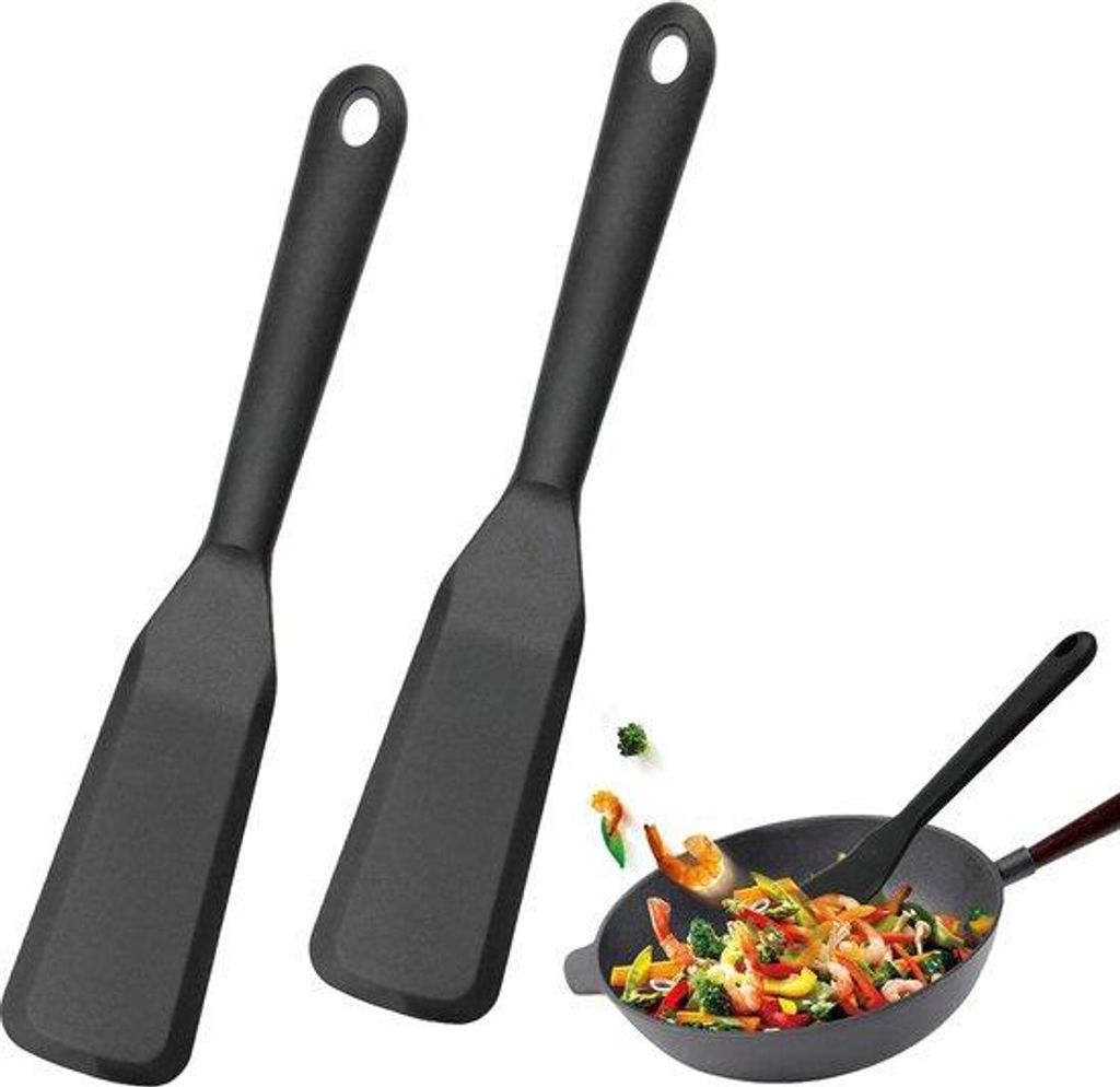 Silikon Pfannenspatel, 2er Set, für Pfannkuchen, Eier, Pizza, Steak