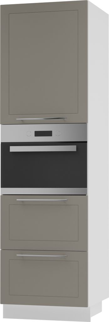 Backofenschrank KVANTUM Teilauszug 60cm Korpus- & Frontfarbe wählbar (Q-D14/RU/2M/356),beige matt,weiß