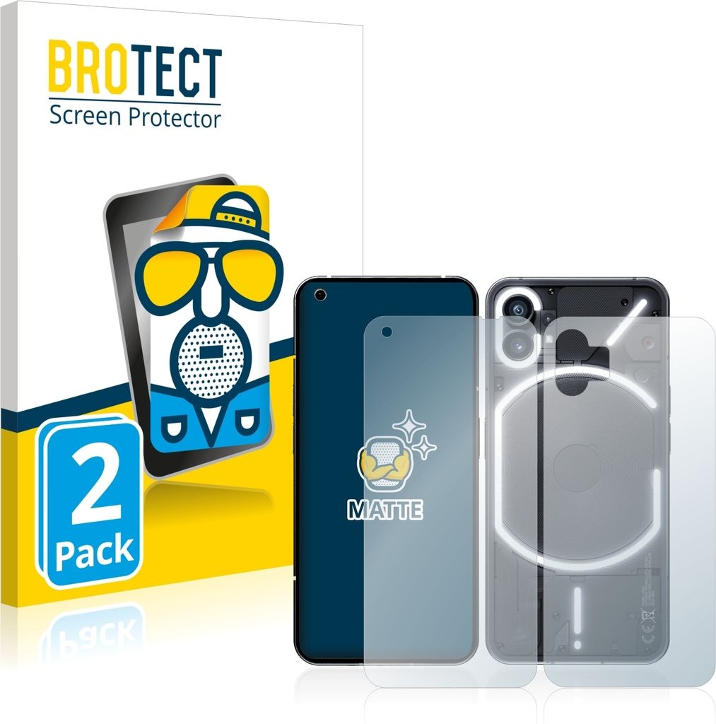 2x BROTECT Schutzfolie für Nothing Phone (1) (Display+Rückseite) Displayschutz Displayschutzfolie Folie Matt Entspiegelungsfolie