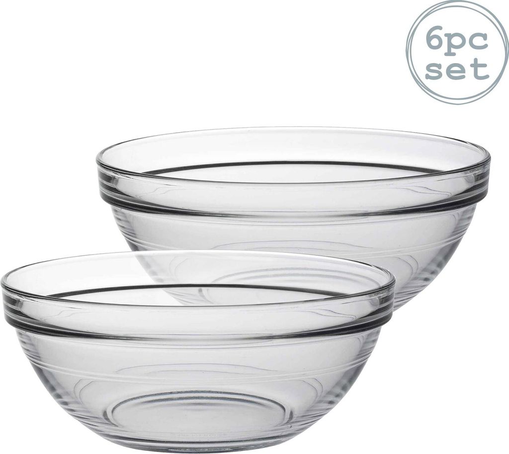 Duralex Lys Glas Stacking-Schüsseln für Küche, Aufschlagen - 17cm (7" ) - Satz von 6