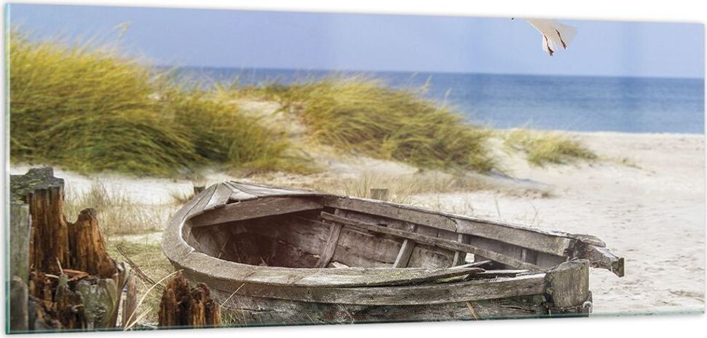 Bilder auf glas - Einteilig - Strand Möwen £ódŸ - 100x40cm - Glasbilder - Wandbilder - Bilder - zum Aufhängen bereit - Wanddekoration aus Glas...