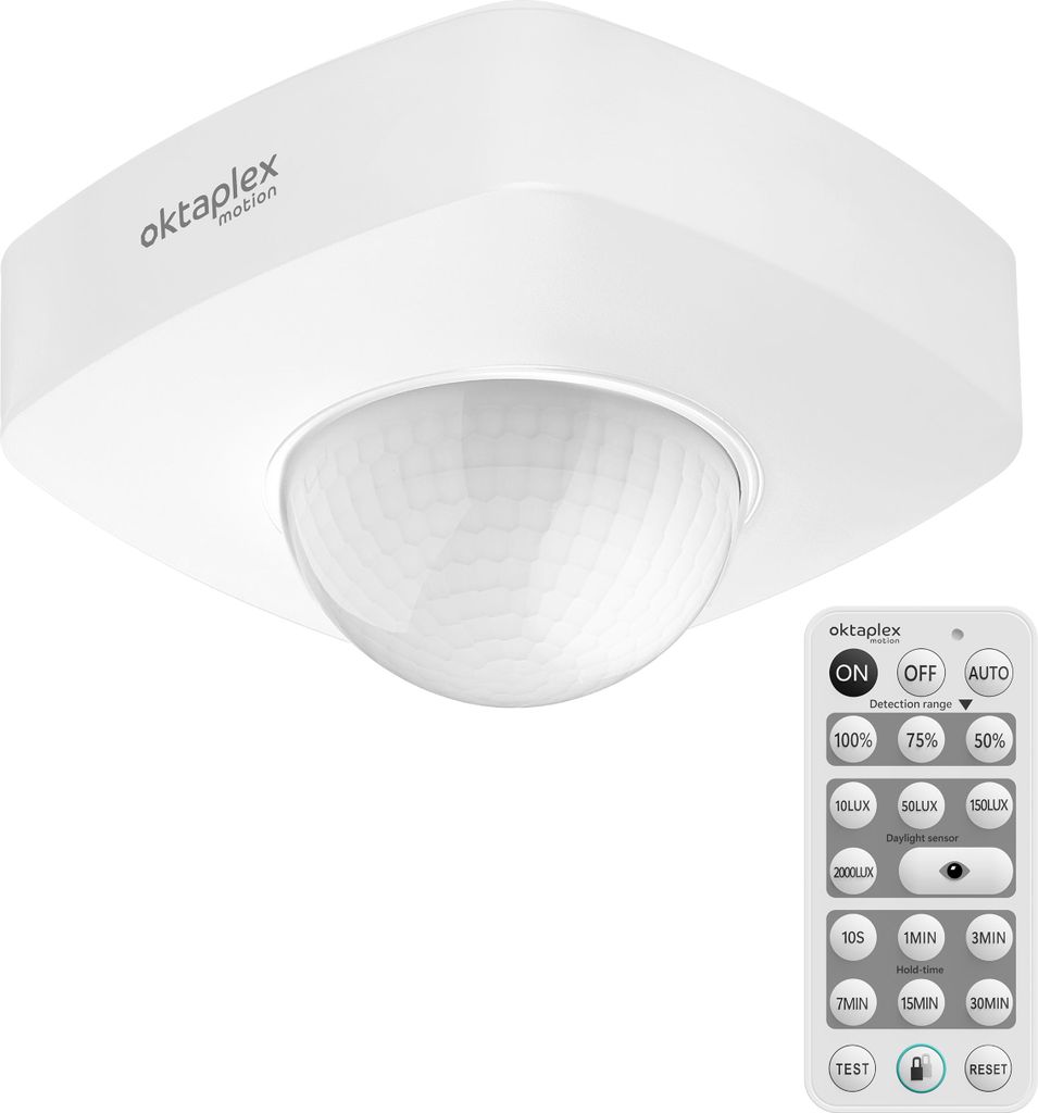 Oktaplex Präsenzmelder 360° IP65 Aufputz Decken Bewegungsmelder Außen & Innen 230V anthrazit