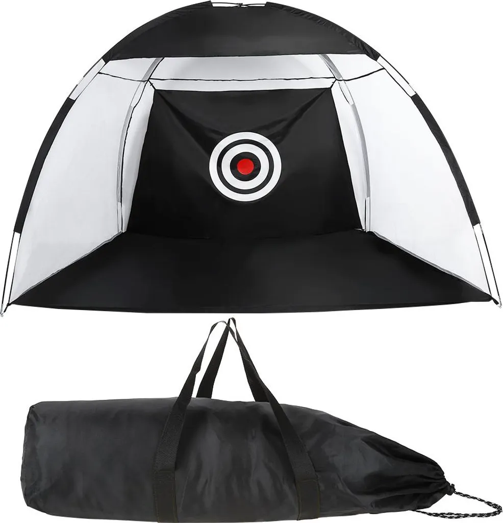 Kit Entraînement Golf Jardin avec Cage de Frappe et Tapis de Sol Noir