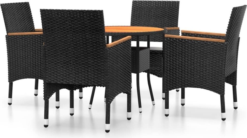 vidaXL set da pranzo da giardino 5 pezzi in polirattan nero Immagine del prodotto 
