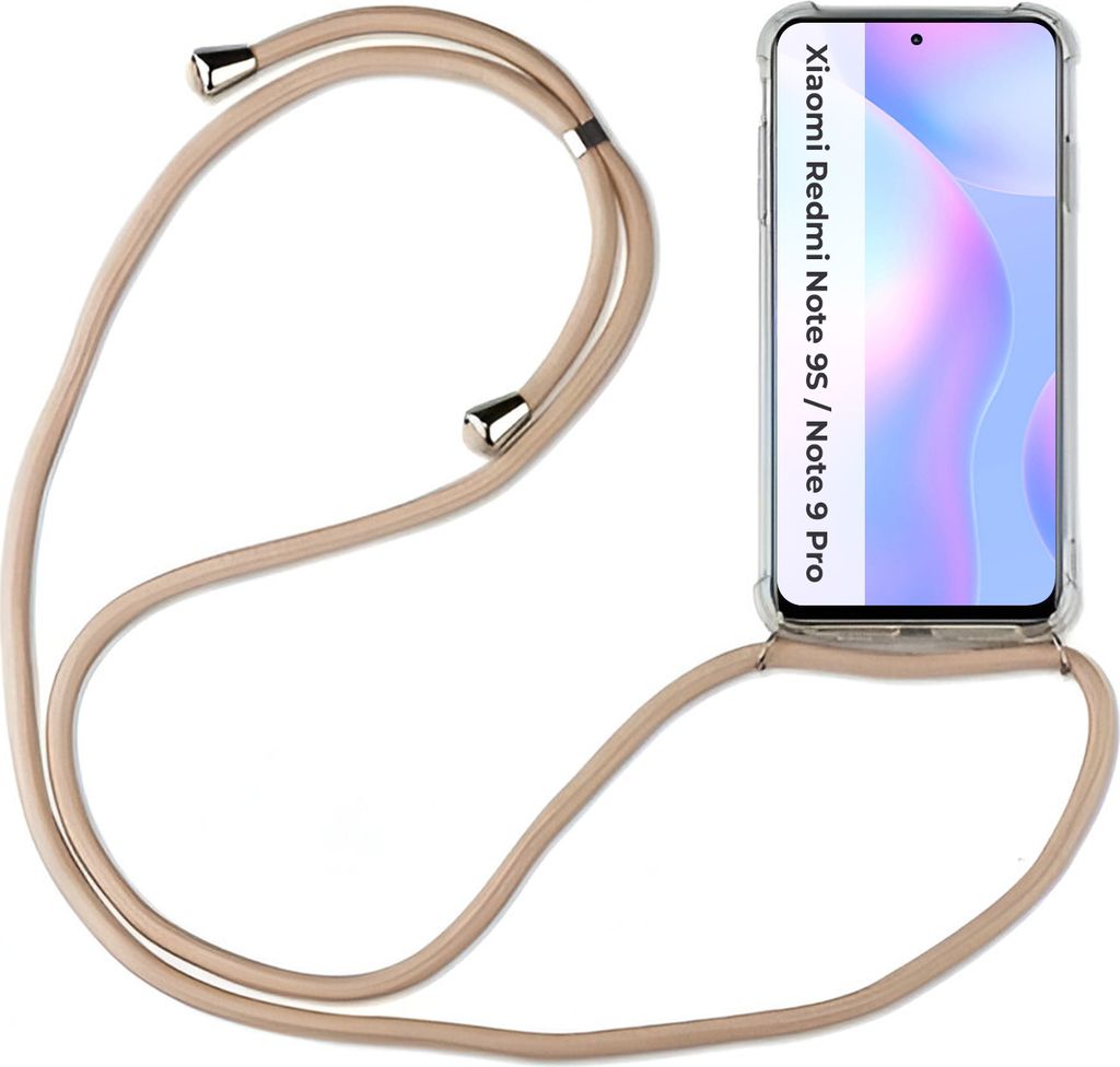 Xiaomi Hülle mit Band Schutzhülle Handykette Silikon Handy Tasche mit Schnur Neu Xiaomi Redmi Note 9S / Note 9 Pro Beige / Braun