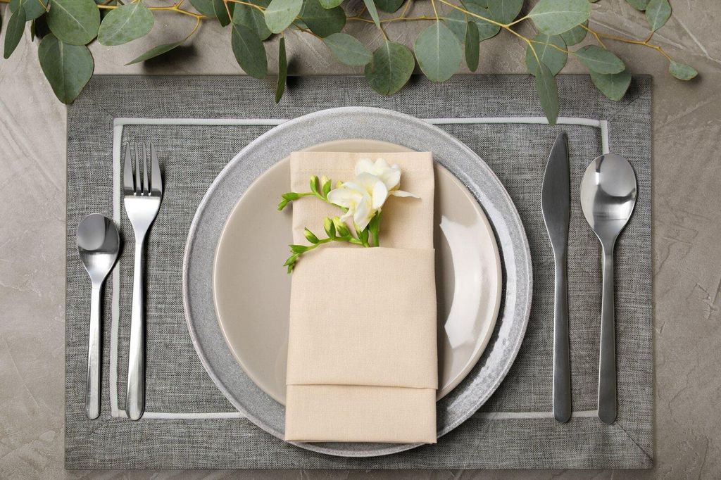 EUROFIRANY | Tischset 4er Set - 30 x 40 cm - graues Platzset - Modern