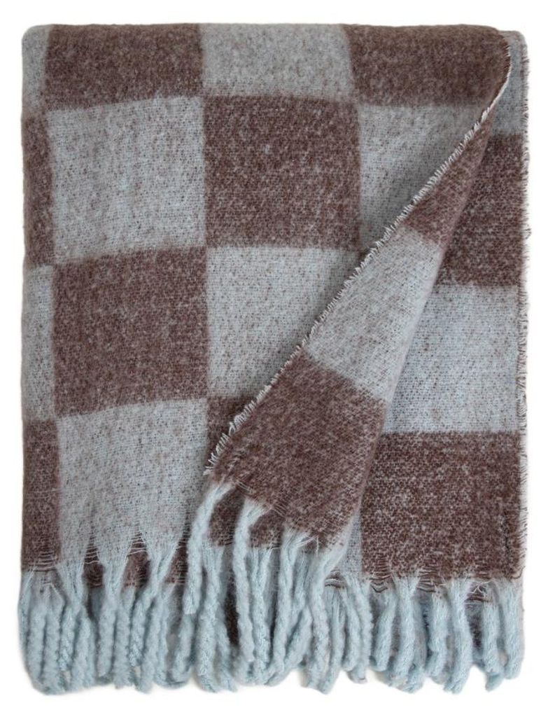HOMLA MON PARIS-Decke, flauschig, mit braun-blauem Produktbild 