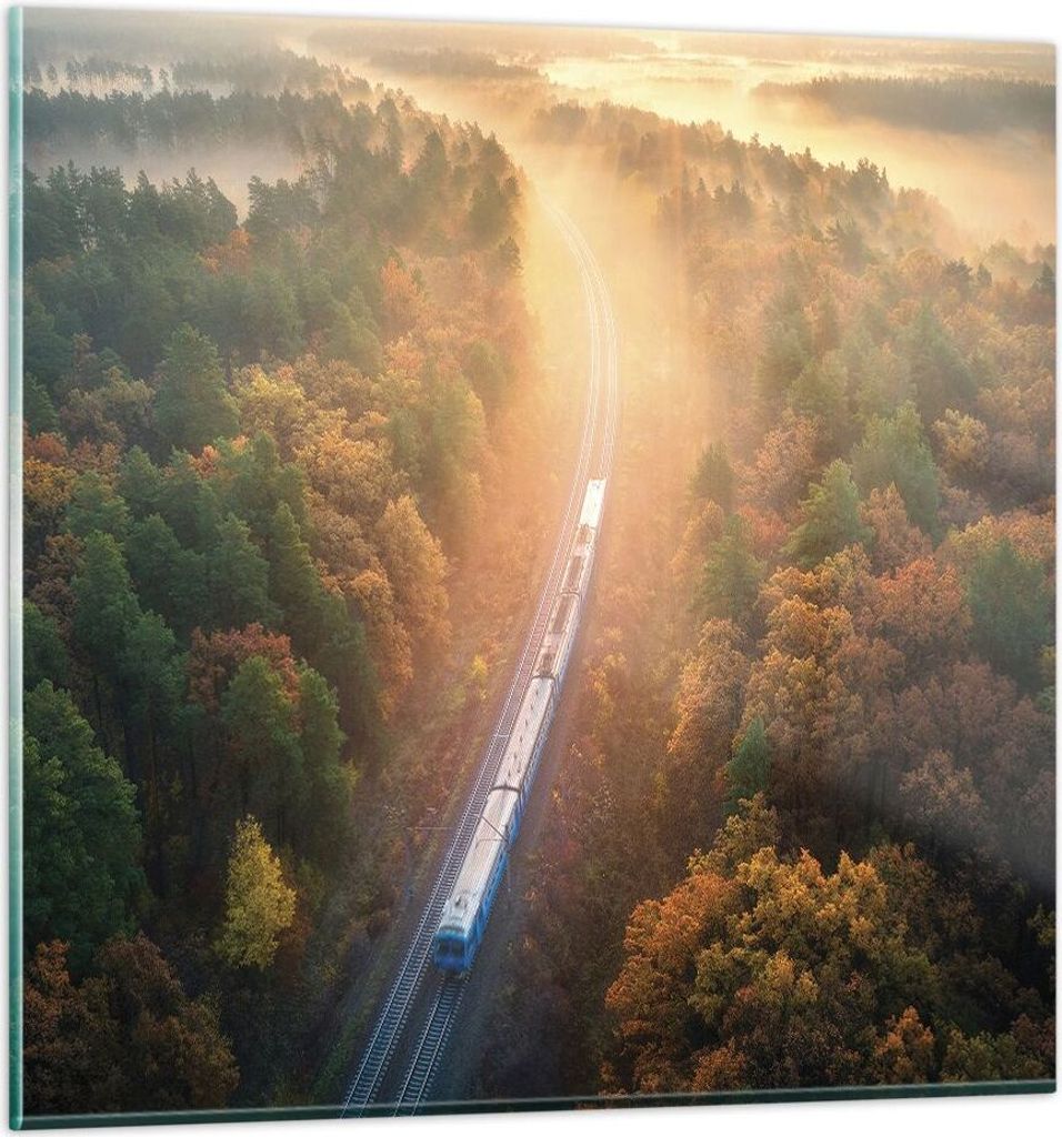 Bilder auf glas - Einteilig - Bahn Herbst So - 50x50cm - Glasbilder - Wandbilder - Bilder - zum Aufhängen bereit - Wanddekoration aus Glas - Glas ...