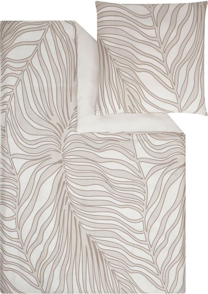 Satin-Bettwäsche - 155 x 220 cm - Beige - Braun - Baumwolle - mit Reißverschluss