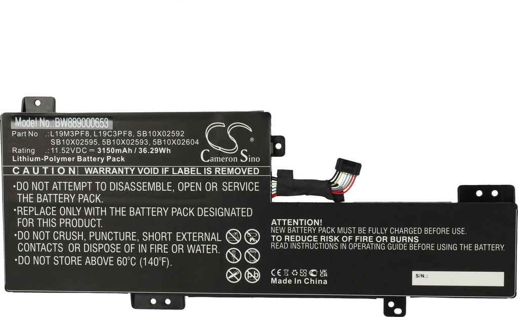 vhbw Akku kompatibel mit Lenovo IdeaPad Flex 3 11IGL05 82B2003CAX, 11IGL05 82B2003DAU, 11IGL05 82B2003BMB Notebook (3150 mAh, 11,52 V, Li-Polymer)