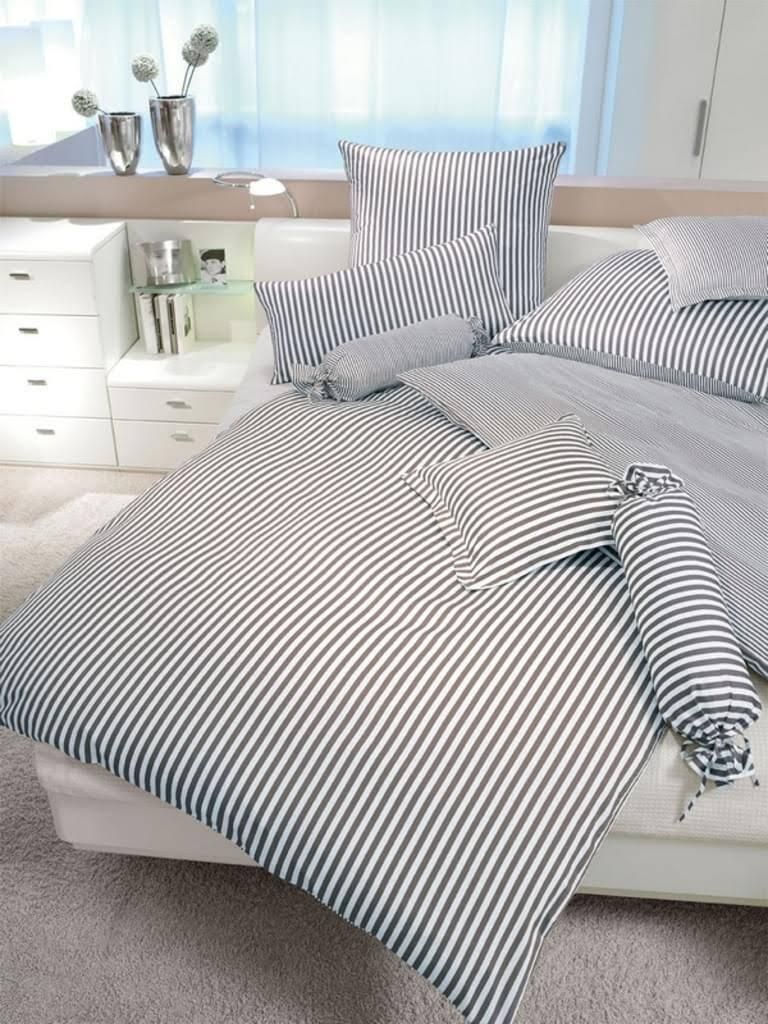 Janine modern classic Bettwäsche-Garnitur 3912 155x220cm+80x80 Farbe anthrazit