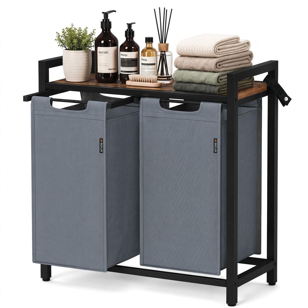 Cesta de ropa Roxlin con 2 compartimentos, 100 litros – Imagen del producto 