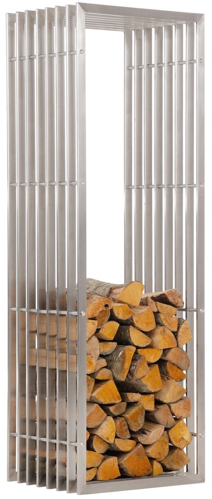 DELUKE Kaminholzregal Metall PREMIUM - Innen und Aussen, Edelstahl | Brennholzregal innen Kaminholzständer Kaminholzhalter Feuerholzregal Aussen...