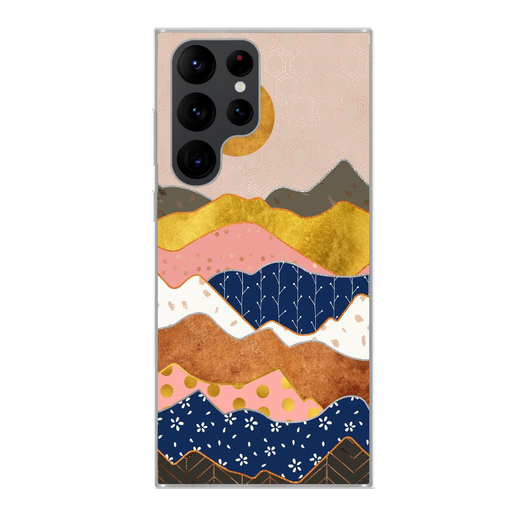 MuchoWow Handyhülle Schutzhülle Hülle für Samsung Galaxy S22 Ultra Gold - Pastell - Muster Silikon Softcase Handy Hülle - Abbildung