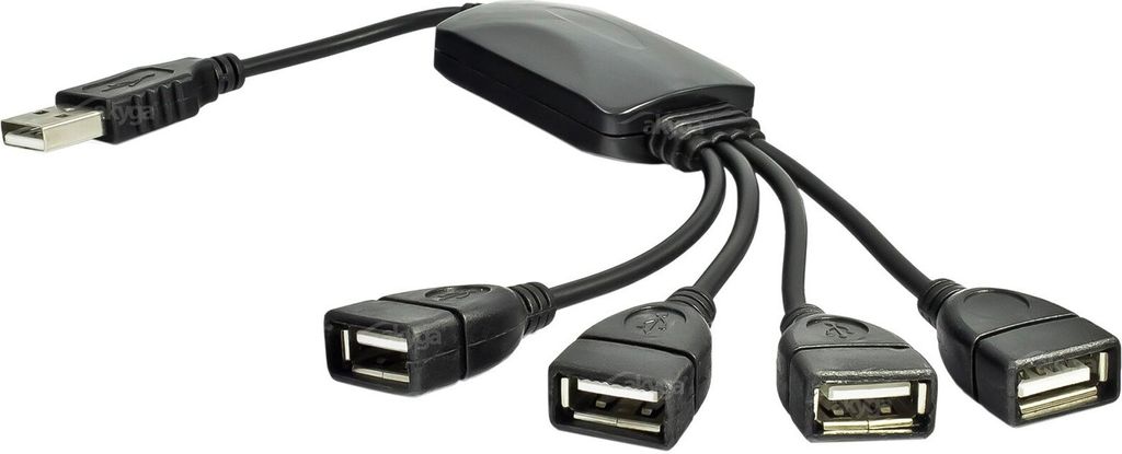 Akyga adaptér Hub USB 2.0 4-port/ABS/cerná/15cm Obrázek produktu 