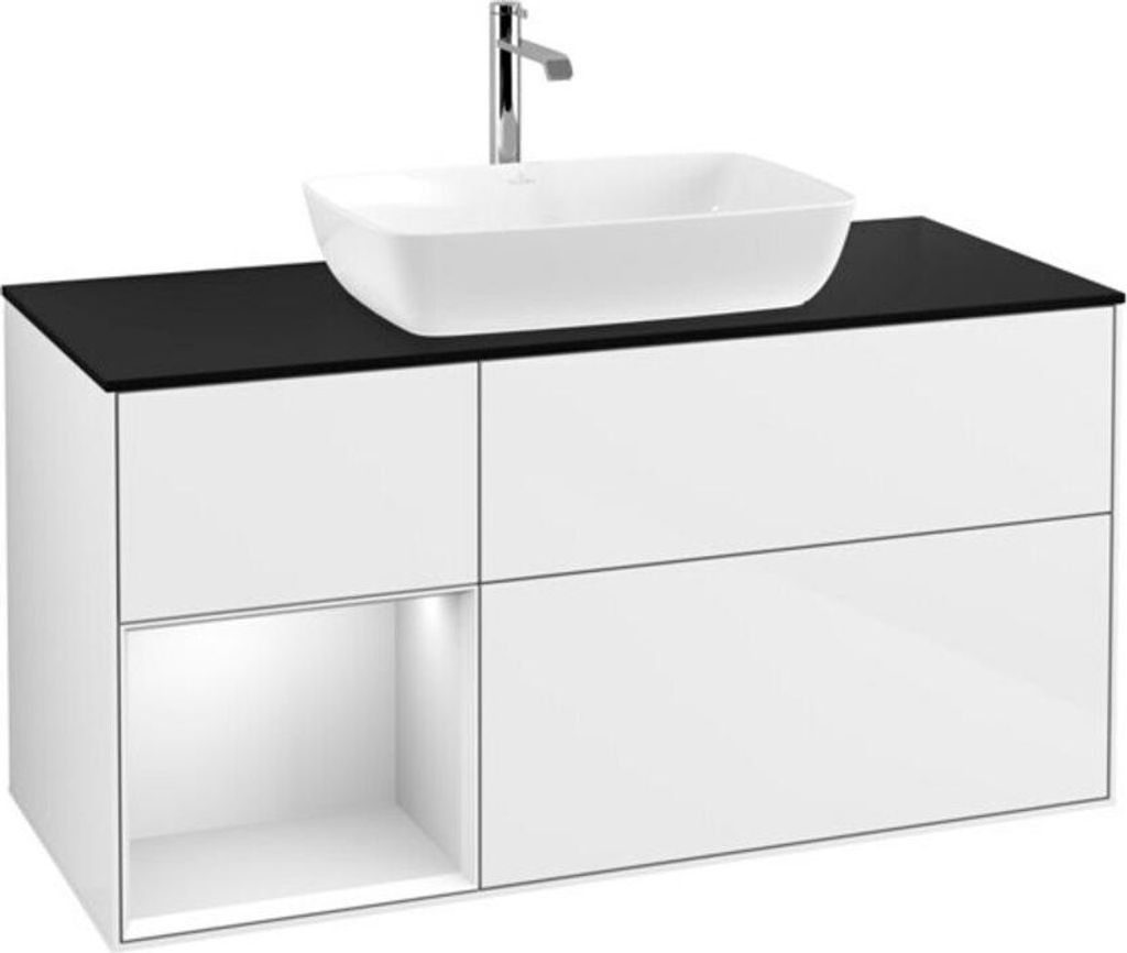 V&B Waschtischunterschrank Finion 120cm, Pl b m, Rg wh. m Lac, glo wh. Lac
