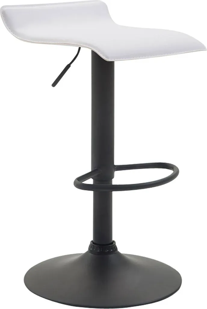 Elegante sgabello da bar - Design intelligente - Regolabile in altezza e con poggiapiedi - Rivestimento in Pelle finta | Colore: Bianco | Colore base: Nero